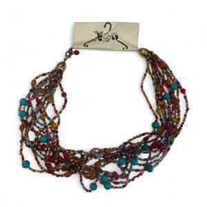 Multicoloured beaded necklace with a